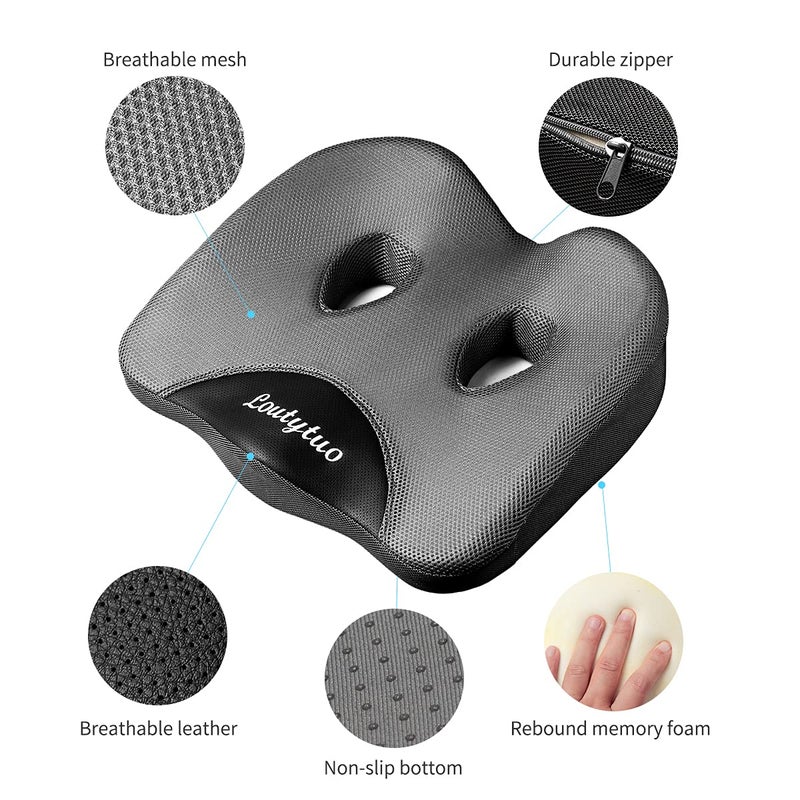 LOUTYTUO Seat Cushion Pillow,100% Memory Foam and Washable Cover,for Office Chair,Car Seat and Wheelchair,Tailbone & Sciatica & Back Pain Relief - Image 5